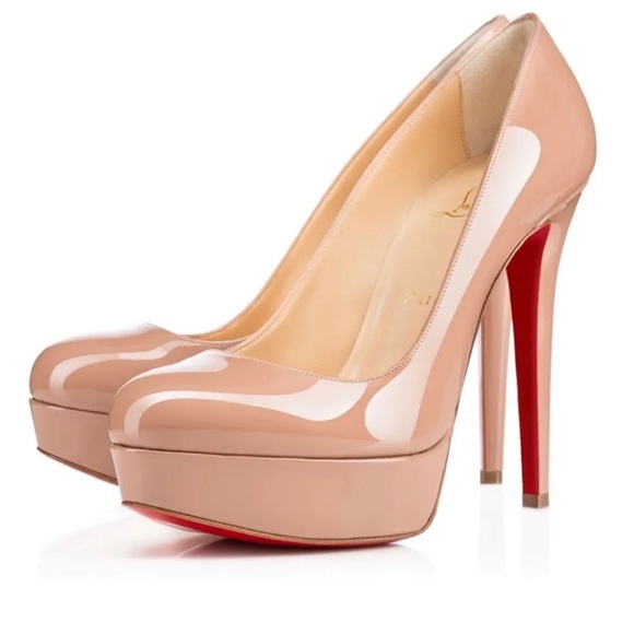 AUTHENTIC CHRISTIAN LOUBOUTIN BIANCA NUDE PATENT PUMPS Size 38.5 - Picture 7 of 7